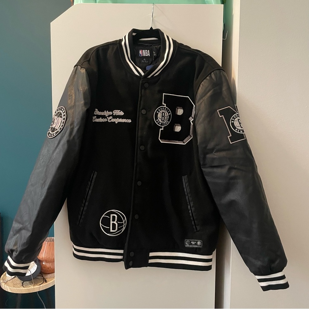 NBA Black and White Varsity Bomber Jacket